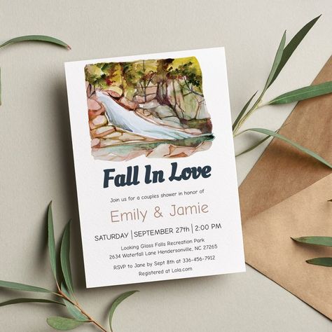 Bridal Shower Save The Date, Hiking Couples, Winter Bridal Shower Invitations, Couples Shower Invitation, Holiday Baby Shower, Waterfall Wedding, Boho Invitations, Couples Shower Invitations, Wedding Shower Invitations