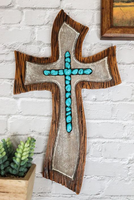 Vintage Rustic Layered Winding Road Faux Wooden Turquoise Rocks Wall Cross - Walmart.com Dragonfly Metal Wall Art, Dragonfly Wall Decor, Spiritual Wall Decor, Gold Wall Decor, Wooden Crosses, Gift Catalog, Cross Wall Decor, Wall Cross, Decorative Wall Plaques