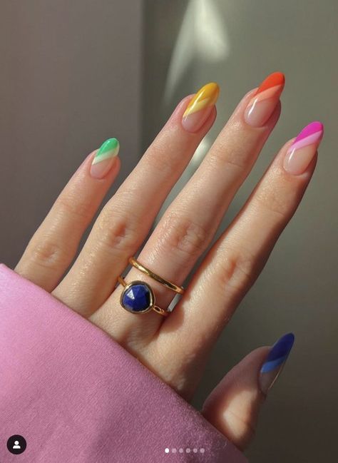 I Want… Rainbow Nails Nagellack Trends, Bright Summer Nails, Almond Nails Designs, Cute Summer Nails, July Nails, Almond Nail, Vacation Nails, Rainbow Nails, Summer Nails Colors