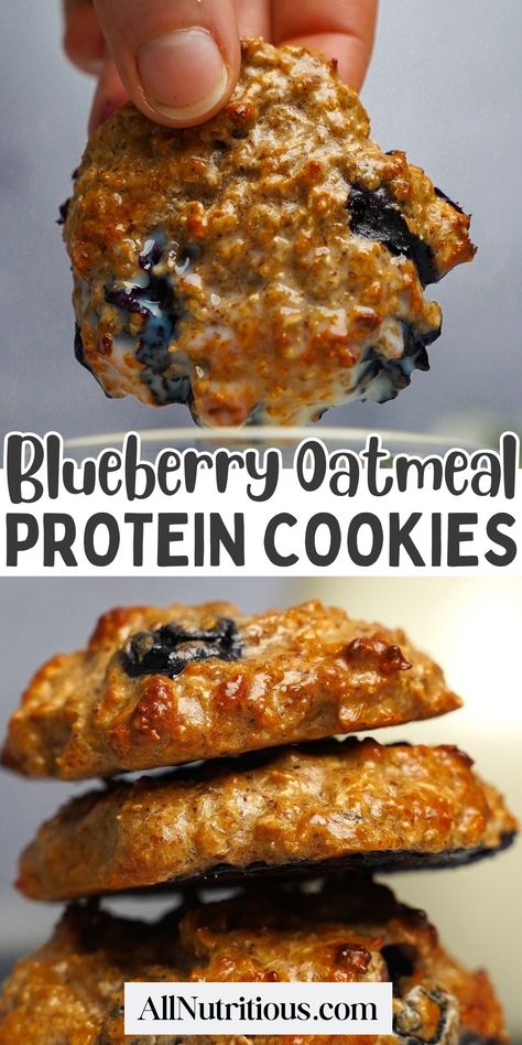 If you are looking for the perfect post-workout snack you need to make these wonderful oatmeal protein cookies with blueberries. You can make this healthy cookie recipe and enjoy more filling high protein snacks. A great quick breakfast idea you can meal prep as well. High Protein Breakfast Cookies Low Carb, High Protein Oatmeal Cookies, High Protein Low Sugar Snacks, Healthy Blueberry Cookies, High Protein Breakfast Cookies, Kodiak Cookies, Gluten Free Protein Snacks, Cookies With Blueberries, Protein Oatmeal Cookies