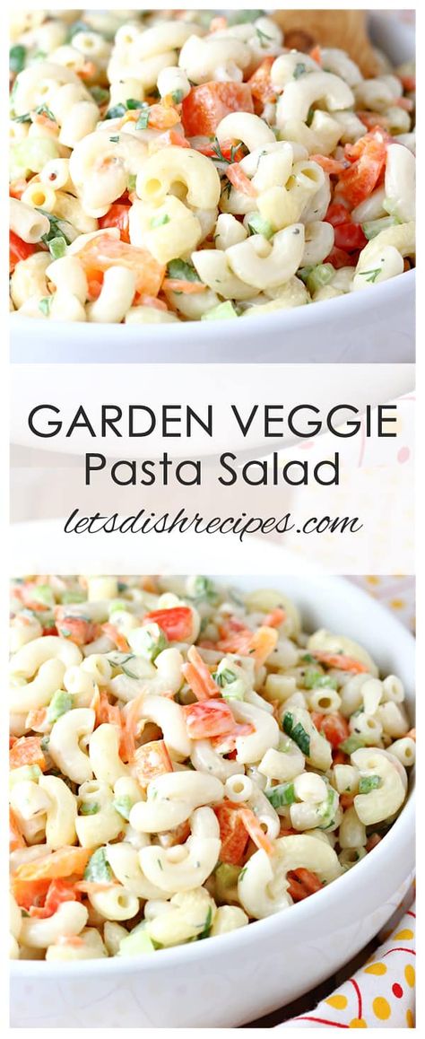 Garden Veggie Pasta Salad Pasta Potluck, Chicken Pesto Pasta Salad, Brunch Appetizers, Classic Macaroni Salad, Veggie Pasta Salad, Classic Pasta Salad, Recipes Salads, Pasta Salad Dressing, Pesto Pasta Salad