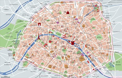 Carte & plan des sites d’intérêt de Paris Paris Sightseeing Map, Paris River Cruise, Paris Tourist Attractions, Paris Monuments, Paris Walking Tour, Places In Paris, Paris Sightseeing, Paris Tourist, Map Of Paris