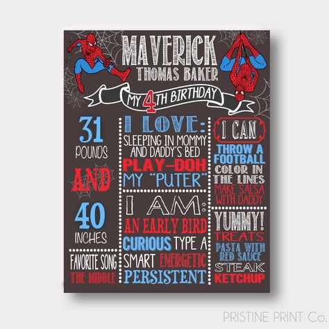 Spiderman Birthday Invitations, Superhero Birthday Invitations, How To Make Salsa, Birthday Chalkboard, Spiderman Birthday, Birthday Name, Tiny Prints, Friends Party, Birthday Board