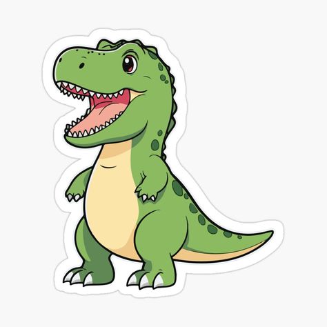 Get my art printed on awesome products. Support me at Redbubble #RBandME: https://www.redbubble.com/i/sticker/Cute-baby-t-rex-dinosaur-by-Atlantico54/159576520.EJUG5?asc=u Dinosaur Stickers, T Rex Dinosaur, Decorate Notebook, Coloring Stickers, Sticker Collection, Printable Stickers, Eye Catching Colors, T Rex, Aesthetic Art