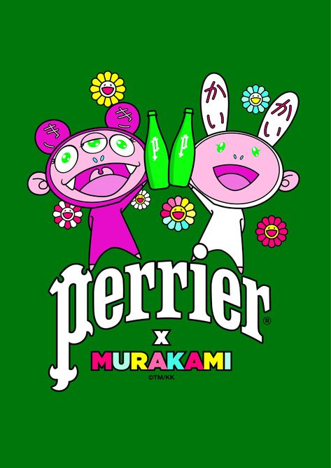 Perrier Debuts Its New Limited-Edition Takashi Murakami Collaboration | Architectural Digest Takashi Murakami Art, Murakami Flower, Superflat, Japanese Pop Culture, Takashi Murakami, Gift Pack, Global Art, Japanese Artists, Design Graphique