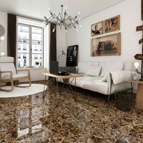 Brown Tiles Floor Living Room, Marble Tiles Living Room, Dark Kitchen Floors, Floor Inspiration, Tiles Living Room, Curtains Living Room Modern, Floor Living Room, Small Modern Kitchens, Bathroom Design Layout