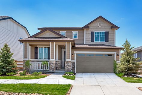 Two-story Citrine model home with covered porch | Berthoud, Colorado | Richmond American Homes Berthoud Colorado, Richmond American Homes, Denver International Airport, Homes Exterior, Community Park, New Condo, Community Center, Model Home, New Home Builders