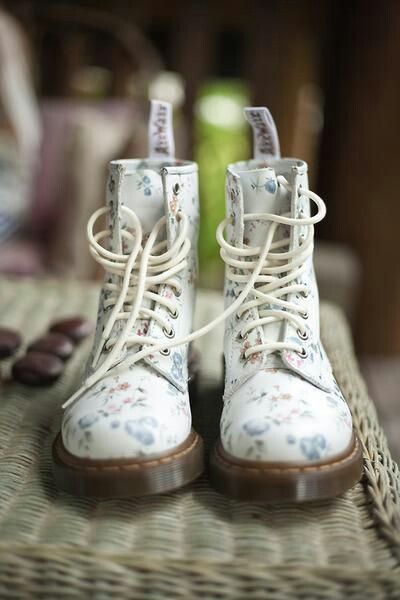 love these! Floral Combat Boots, Doc Martens Boots, Floral Boots, Doc Martens, Dr. Martens, Sock Shoes, Cute Shoes, Girly Things, Wedding Shoes