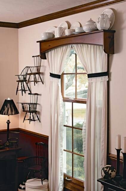 Esta!!! Diy Window Valance Ideas, Diy Window Valance, Shutters Diy, Wooden Valance, Diy Valance, Valance Ideas, Wood Valance, Window Cornices, Window Shelves