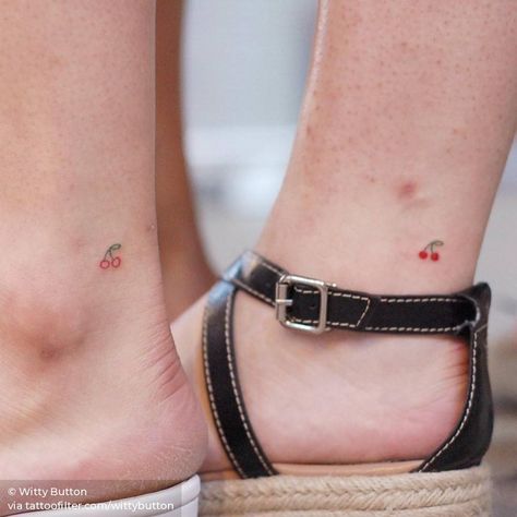 215+ Beautiful Cherry Tattoos Designs (2023) - TattoosBoyGirl Best Friend Tattoos Small, Star Wars Logos, Friend Tattoos Small, Matching Friend Tattoos, Tattoo Placements, Matching Best Friend Tattoos, Cherry Tattoos, Ankle Tattoos For Women, Inspiration Tattoos