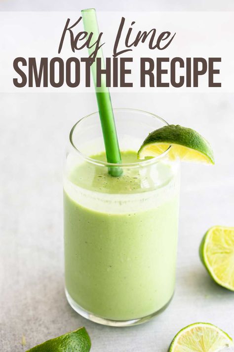 Tangy, creamy, and refreshing this key lime smoothie is made with a handful of ingredients for the perfect breakfast or afternoon treat. Greek yogurt, spinach, lime juice, pineapple, and a frozen banana make this smoothie delicious! #smoothie #smoothierecipe #keylime #greekyogurt #limesmoothie Key Lime Smoothie, Lime Smoothie Recipes, Paleo Smoothie Recipes, Lime Smoothie, Smoothie Drink Recipes, Smoothie Prep, Smoothie Diet Plans, Fruit Smoothie Recipes, Banana Smoothie