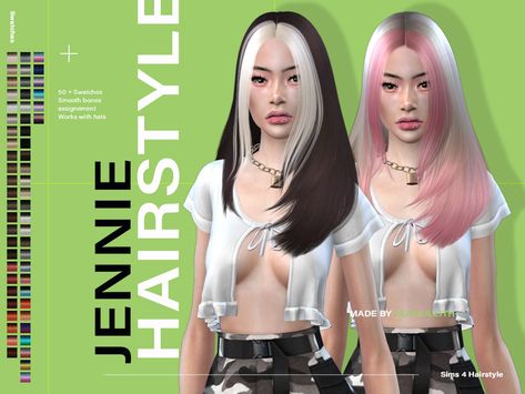 Leah Lillith's LeahLillith Jennie Hairstyle Egirl Hair, Sims 4 Mac, Download Sims, Pelo Sims, Download Hair, Split Hair, Sims Four, Sims 4 Cc Packs, Sims 4 Collections