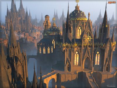 The Lost Wallpapers | MAGIC: THE GATHERING Castle Movie, Fantasy Architecture, Mtg Art, My Fantasy World, Fantasy City, Fantasy Places, Fantasy Setting, Urban Setting, High Fantasy