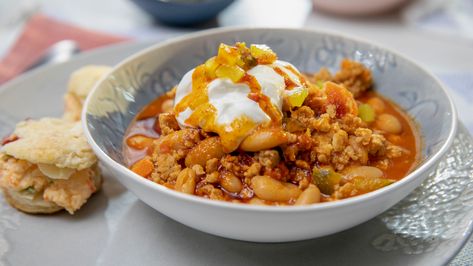 Hot Chicken Chili Recipe | Trisha Yearwood | Food Network Trisha Yearwood Nashville Hot Chicken Chili, Nashville Hot Chicken Chili Trisha Yearwood, Hot Chicken Chili, Turkey Dinners, Trisha Yearwood Recipes, Delicious Chicken Dinners, Chicken Tonight, Nashville Hot Chicken, Nashville Hot