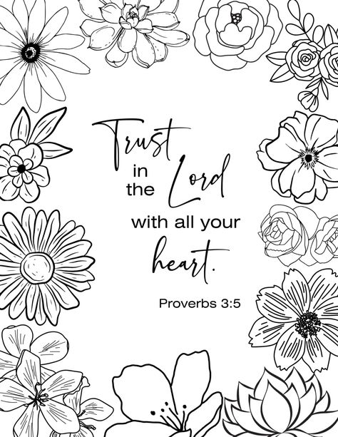 Verse Coloring Pages, Bible Coloring Sheets, Great Bible Verses, Floral Bible Verse, Cute Bible Verses, Sunday School Coloring Pages, Bible Verse Coloring Page, Scripture Coloring, Cute Bibles