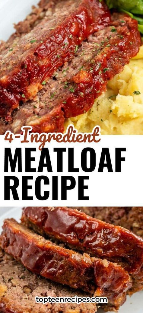 4-Ingredient Meatloaf Recipe - Top Recipes 4 Ingredient Meatloaf, Meatloaf With Stove Top, Meatloaf With Stove Top Stuffing, Stove Top Stuffing Meatloaf Recipes, Best Swedish Meatball Recipe, Stove Top Meatloaf, Stove Top Stuffing Meatloaf, Porcupine Meatballs Recipe, The Best Meatloaf Recipe