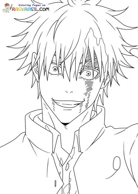 Anime Coloring Pages Naruto, Gojo Coloring Page, Jjk Coloring Pages, Jujutsu Kaisen Drawing, Anime Coloring Pages, Monster Truck Coloring Pages, Coloring Pages Adult, Manga Coloring Book, Disney Princess Coloring Pages