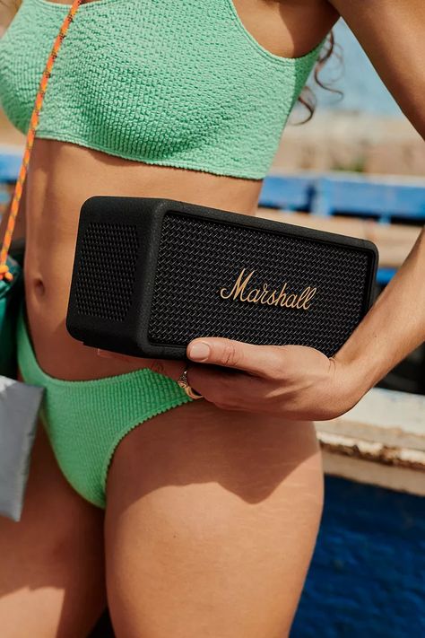 Marshall Middleton Portable Bluetooth Speaker | Urban Outfitters UK Speaker Marshall, Marshall Speaker, Black And Brass, Gift Finder, Electronics Gadgets, Bluetooth Speakers Portable, Bluetooth Speaker, Urban Outfitters, Speaker