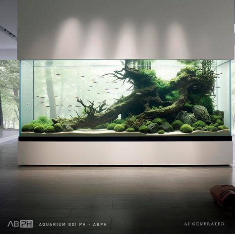 Office Aquarium Ideas, Wall Fish Tank Ideas, Home Fish Tank Ideas, Aquarium Interior Design, Wall Aquarium Design, Home Fish Tank, Fish Tank Ideas, Aquarium Stands, Aqua Tank