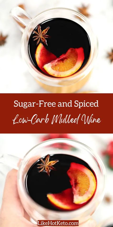 This deliciously spicy and heartwarming mulled wine (gluhwein) recipe is low-carb, sugar-free and keto friendly! It's cooked in a special way to extract the most flavor from the whole spices, without burning out the alcohol. You can now ditch the sugary Christmas market version and enjoy this traditional winter time and holiday drink all year long, as it's so easy to make sugar-free spiced hot wine at home with the LikeHotKeto.com recipe! Hot Spiced Wine, Gluhwein Recipe, Hygge Recipes, Hot Wine, Wine At Home, Mulled Wine Recipe, Warm Wine, Whole Spices, Winter Drink