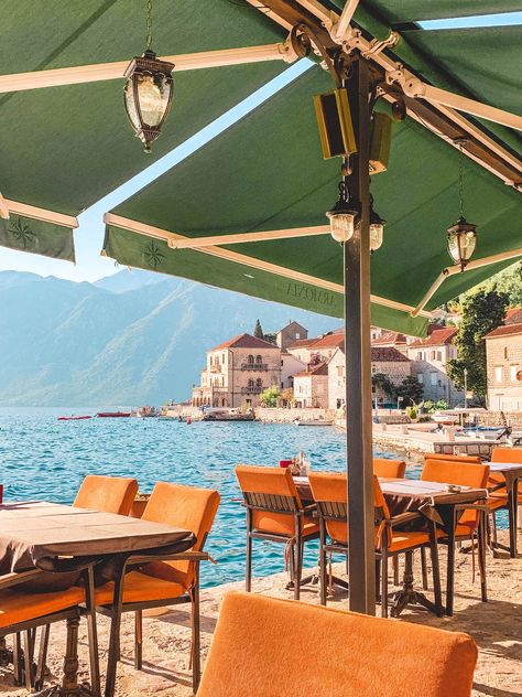 Montenegro Restaurant, European Roadtrip, Perast Montenegro, Travel Montenegro, Montenegro Beach, 2023 Board, Montenegro Travel, New Zealand Beach, European Road Trip