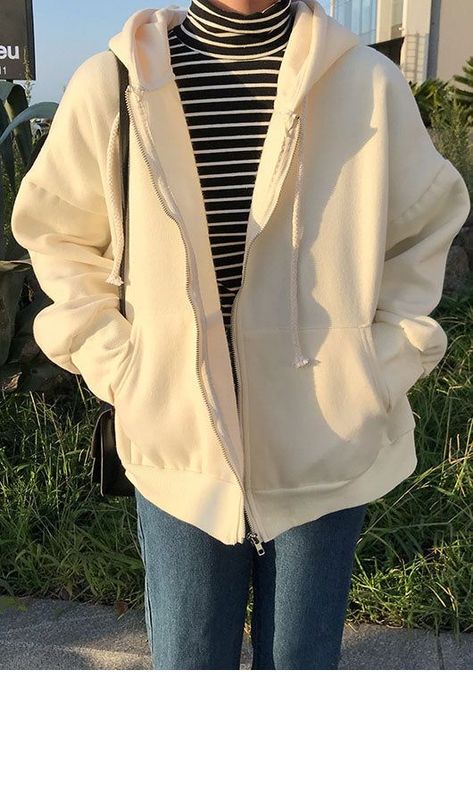 1714726c817af50457d810aae9d27a2edesc52965899ri Pastel Hoodie, Diy Vetement, Hoodie Coat, Winter Hoodies, Mode Inspo, Korean Outfits, Casual Sweatshirt, Casual Fall, Cute Casual Outfits