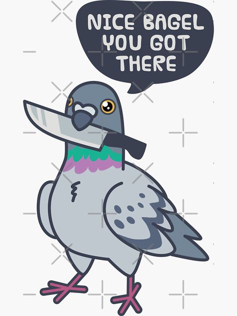 "Cute Pigeon With A Knife" Sticker for Sale by ElectricFangs | Redbubble Pigeon Doodles, Pigeon Character Design, Bird With Knife, Cute Pigeon Drawing, Pigeon Meme, Pigeon Sticker, Knife Sticker, First Apartment Tips, Cute Pigeon