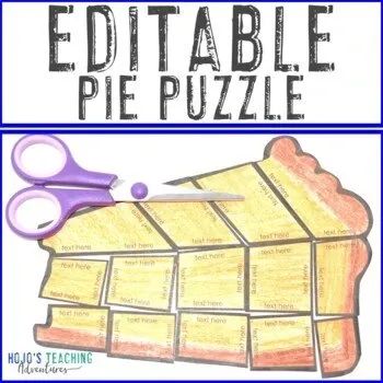 Use this Pie Puzzle as an activity for math, literacy, Spanish or any foreign language, and more. Great for centers, review, test prep, and more! Customize for 2nd, 3rd, 4th, 5th, 6th, 7th, or 8th grade. Great for Pi Day in March, a Thanksgiving feast in November, or just those who love pie! Pi Day Activities, Interactive Writing Notebook, Elementary Principal, Picture Writing, Reading Recovery, Middle School Writing, Picture Writing Prompts, 5th Grade Classroom, Picture Prompts