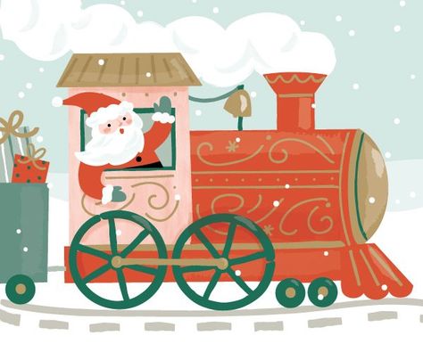 Courtney Mayo Illustration Christmas Train Illustration, Christmas Train Drawing, How To Draw A Train, Gingerbread Train, Train Drawing, Train Illustration, Christmas Train, A Train, Teaching Ideas