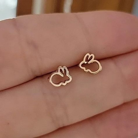 Gold Earrings Stud, Rings Solitaire, Rabbit Earrings, Fancy Jewelry Necklace, Silver Birthday, Cute Stud Earrings, Bunny Earrings, Birthday Thanksgiving, Solitaire Rings