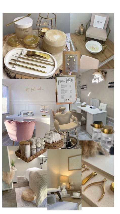 Salon Mood Board, Pink Salon, Nail Salon Interior Design, Tech Room, Beauty Room Salon, Esthetician Room Decor, Esthetics Room, Salon Suites Decor, Esthetician Room