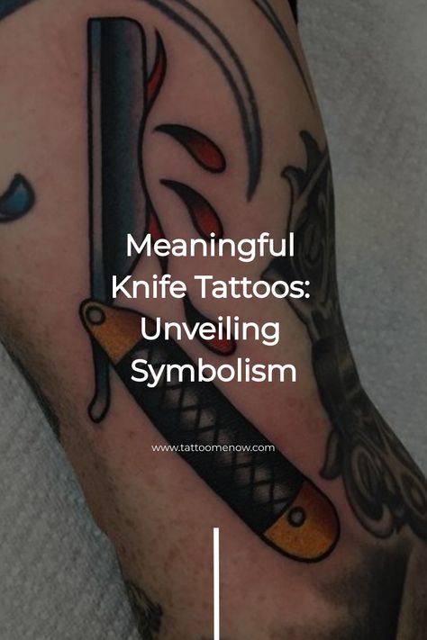 Meaningful Knife Tattoos: Unveiling Symbolism Trench Knife Tattoo, Unique American Traditional Tattoo, Knife Tattoos, Traditional Dagger Tattoo, Traditional Dagger, Blade Tattoo, Trench Knife, Tattoo Me, Knife Tattoo