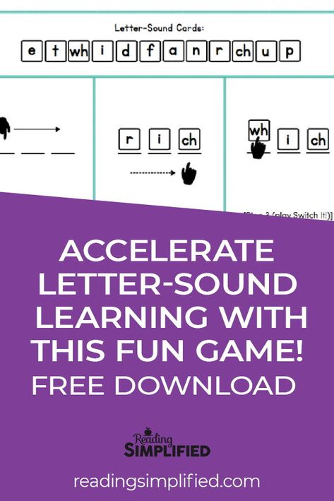 Accelerate letter sound learning with a fun game FREE DOWNLOAD | Reading Simplified offers free tools for teachers to help struggling readers, beginning readers, educators, families, homeschoolers, and more. | readingsimplified.com #readingcomprehension #teacherhacks #learntoread #teachyourchildtoread #reading Reading Simplified, Teaching Strategies Elementary, Phonics Ideas, Motivation Techniques, Reading Incentives, Classroom Strategies, Letter Sound, Learning Games For Kids, Life Skills Special Education