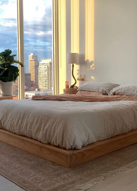 No Bedframe, Low Bed Frame, Simple Bed Designs, Minimalist Bed, Low Bed, Simple Bed, Cozy Room Decor, Cozy Room, Room Inspiration Bedroom