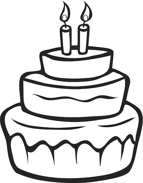 Cake Outline, Birthday Cake Cartoon, Cartoon Black And White, Birthday Streamers, Cake Cartoon, Outline Pictures, Cupcake Clipart, Cake Clipart, Cupcake Illustration