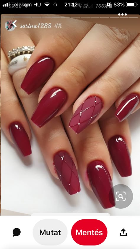 Red Gel Nails, Maroon Nails, Classy Nail Designs, Fancy Nails Designs, Stylish Nails Designs, Gel Nails Diy, Glitter Gel Nails, Simple Gel Nails, Red Nail Designs