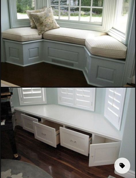 Diy Window Seat With Storage, Bay Window Bench Seat, Bay Window Storage, Build A Window Seat, Window Seat With Storage, Build A Window, Bay Window Benches, Seating In Kitchen, Seat With Storage