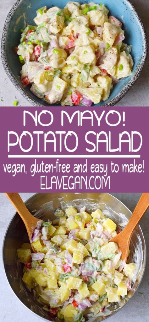 No Mayo Potato Salad, Potato Salad Vegan, Mayo Potato Salad, Vegan Potato Salad, Food Comfort, Potato Salad Healthy, Vegan Potato Salads, Classic Potato Salad, Salad Vegan