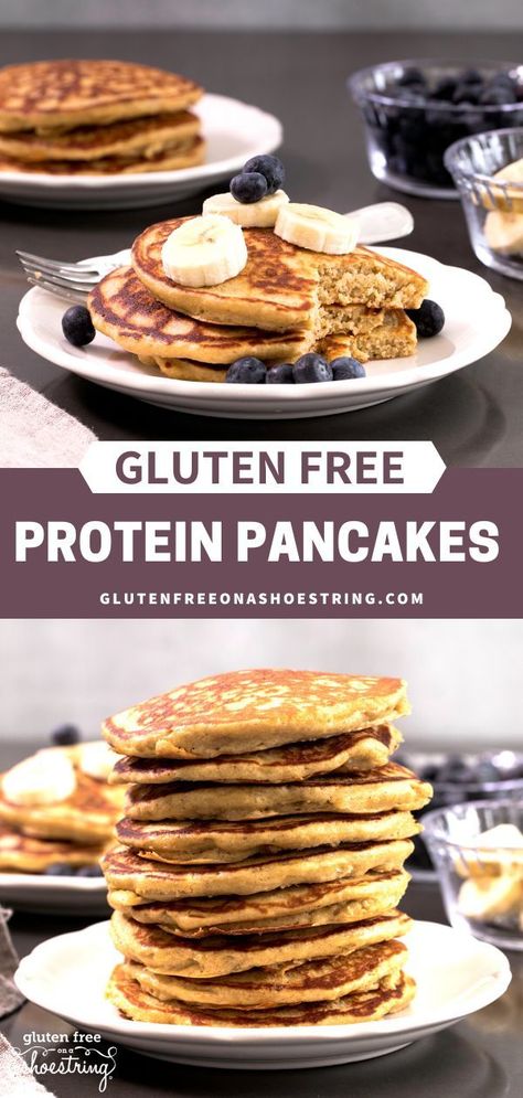 Protein Pancakes Without Banana, Low Fat Pancakes, Gluten Free Protein Pancakes, Healthy Protein Pancakes, Gluten Free Banana Pancakes, Banana Protein Pancakes, High Protein Pancakes, Dairy Free Pancakes, Celiac Recipes