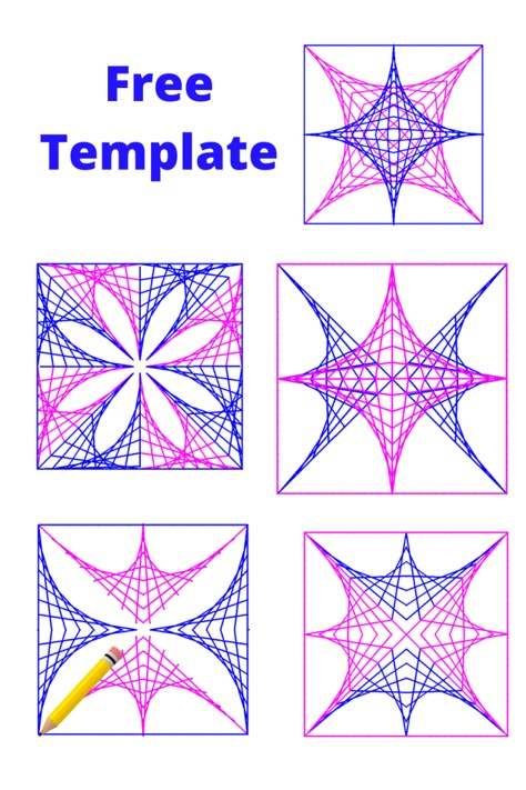 String Art Patterns Templates, String Art Patterns Free, Spirograph Design, Art Cube, String Art Templates, String Art Tutorials, Math Patterns, Linear Art, String Crafts