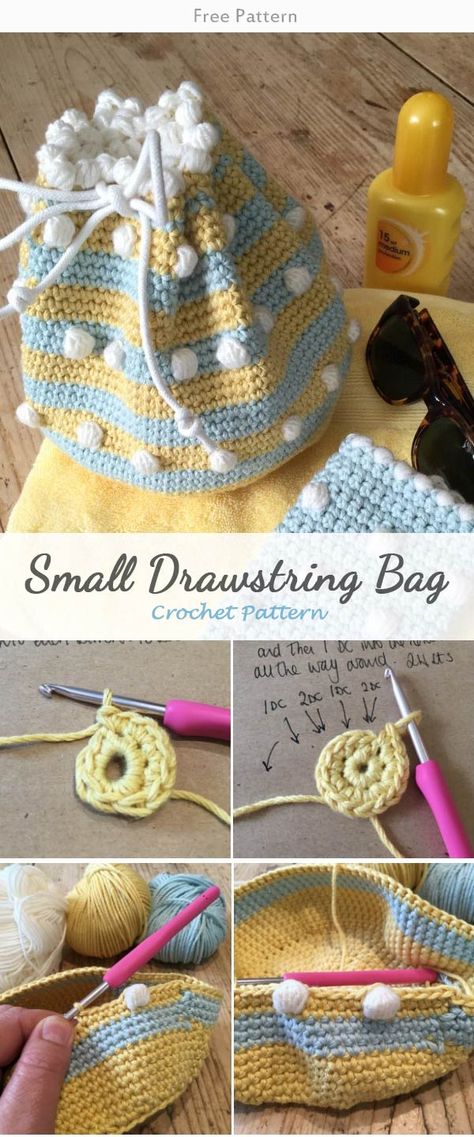 Small Drawstring Bag Crochet Free Pattern #freecrochetpatterns #crochetbag #freepattern Crochet Drawstring Bag Pattern Free, Crochet Drawstring Bag Pattern, Drawstring Bag Crochet, Crochet Mens Scarf, Stitch Purse, Crochet Basket Pattern Free, Small Drawstring Bag, Crochet Shell Stitch, Crochet Bag Pattern Free