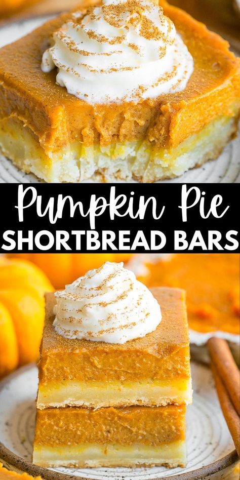 Pumpkin Pie Bars (with Shortbread Crust) Paleo Coconut Flour Recipes, Best Rice Krispy Treats, Easy Shortbread Crust, Shortbread Crust Recipe, Shortbread Desserts, Bars With Shortbread Crust, Fun Rice Krispie Treats, Shortbread Cookie Crust, Bar Treats