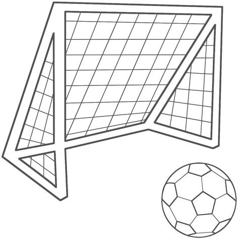 coloring page - Soccer ball  net (kids, sports) Soccer Drawing, Messi Gif, Football Coloring Pages, Goals Football, Sports Coloring Pages, Goal Net, Soccer Theme, Ball Drawing, Coloring Sheets For Kids