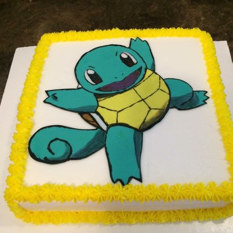 #SQUIRTLES Squirtle Birthday Cake, Squirtle Party, Squirtle Cake, Pokemon Cake Squirtle, Pokemon Birthday Cake Squirtle, Squirtle Canvas Art, Squirtle Surfing, Pokemon Cake Ideas Buttercream, Pokémon Cake