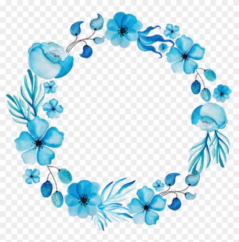 Blue Circle Frame, Blue Floral Frame, Circle Frames Clipart, Blue Flower Png, Floral Frame Png, Circle Watercolor, Blue Flower Wreath, Flower Border Clipart, Circle Png