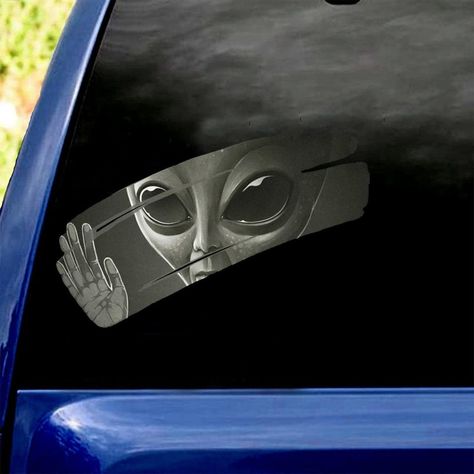 Car Decals Unique, Cool Car Stickers, Alien Cat, Funny Car Decals, Car Sticker Design, Car Window Stickers, Car Window Decals, Pet Car, Reflective Material