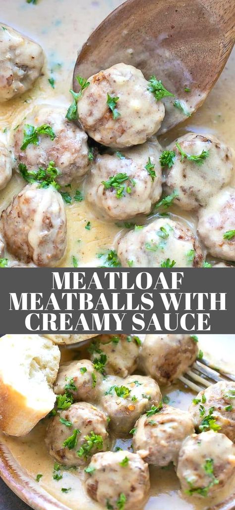 Dinner Recipes Using Heavy Cream, Heavy Cream Dinner Recipes, Recipes With Heavy Cream Dinner, Meatballs With Cream Sauce, Dinner Meatballs, Meatloaf Meatballs, Recipe Meatballs, Heavy Cream Recipes, Ground Beef Meatballs