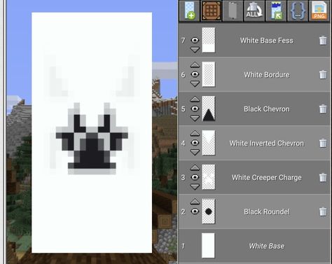 Penguin Banner Minecraft, Cat House Minecraft Ideas, Animal Banners Minecraft, Cow Banner Minecraft, Mincraft Idea Flag, Minecraft Banner Animals, Cat Banner Minecraft, Minecraft Fox Banner, Lmanburg Flag Minecraft Banner