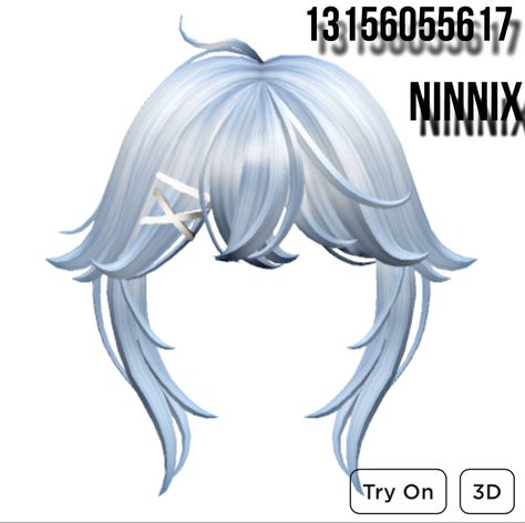 Blue Roblox Codes, Blue Hair Codes, Anime Bangs, Sky Blue Hair, Short Blue Hair, Roblox Hair, Light Blue Hair, Y2k Hair, Roblox Code