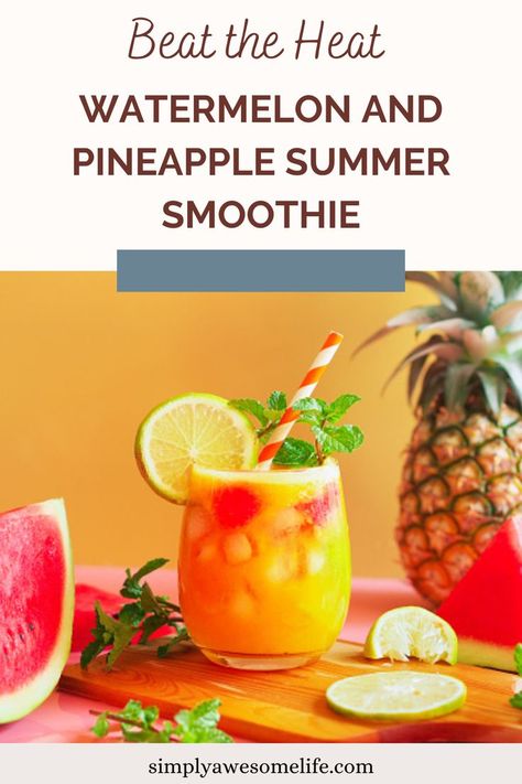 When we think watermelon, we think summer and this is a perfect drink to beat the heat. Watermelon and pineapple makes a great drink combination. Watermelon And Pineapple, Summer Smoothies, Smoothie Recipe, Beat The Heat, Smoothie Recipes, The Heat, Smoothie, Watermelon, Pineapple